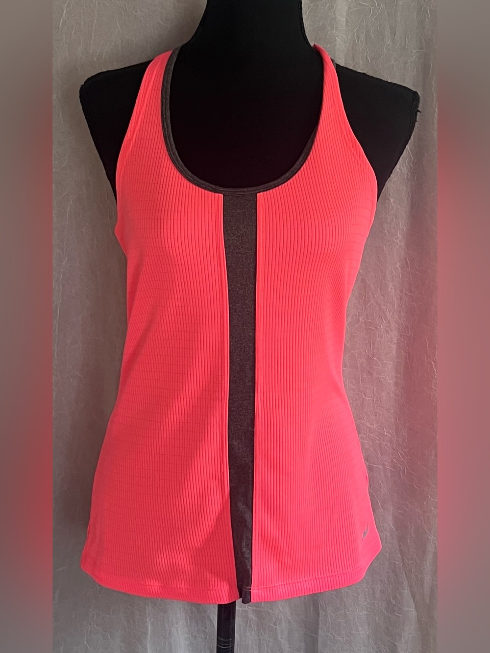 Avia Coral Pink Racerback Tank with Charcoal Center Panel